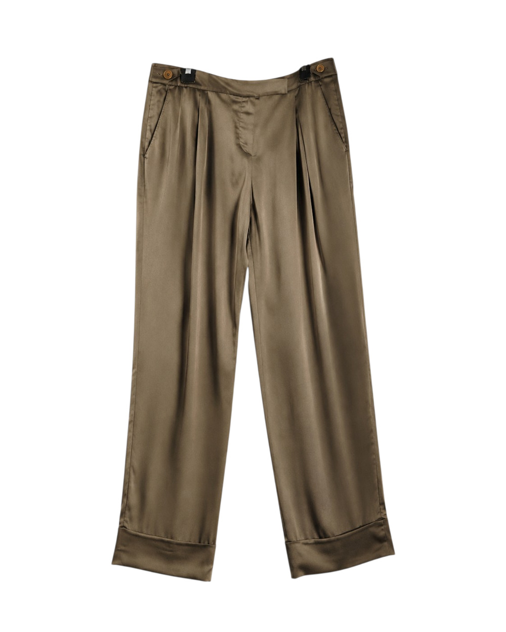 Emporio Armani Brown Silk Blend Wide Leg Pleated Pants 46 US 12
